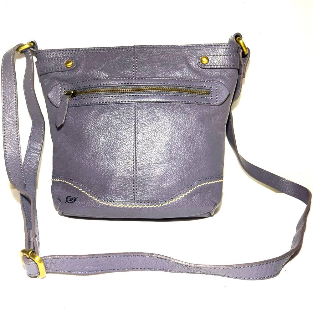 Born Izabel Gray Pebbled Genuine Leather Crossbody Bag Adjustable Strap 10x8 EUC